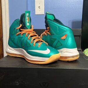 Nike LeBron X Teal Orange Sneakers